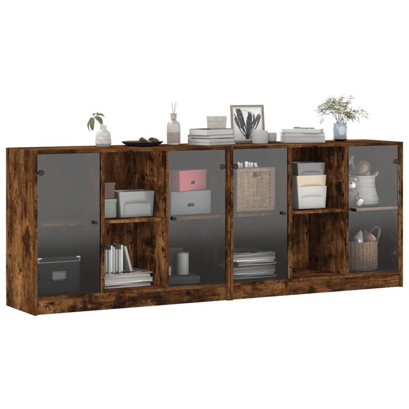 Casa si Gradina - Mobilier - Biblioteci si rafturi - Biblioteci - Biblioteca cu usi stejar fumuriu 204x37x75 cm lemn compozit - Infinity.ro