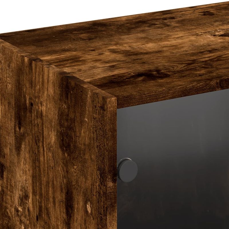 Casa si Gradina - Mobilier - Biblioteci si rafturi - Biblioteci - Biblioteca cu usi stejar fumuriu 204x37x75 cm lemn compozit - Infinity.ro