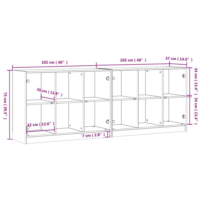 Casa si Gradina - Mobilier - Biblioteci si rafturi - Biblioteci - Biblioteca cu usi stejar fumuriu 204x37x75 cm lemn compozit - Infinity.ro