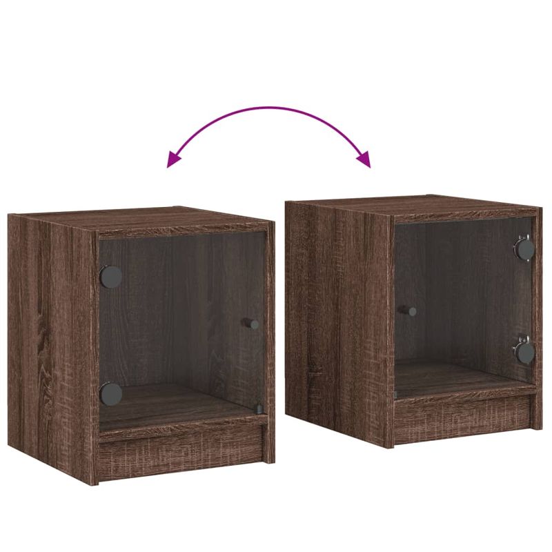 Casa si Gradina - Mobilier - Comode si corpuri - Noptiere - Noptiera cu usa din sticla, stejar maro, 35x37x42 cm - Infinity.ro