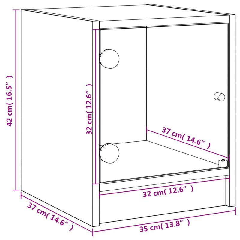 Casa si Gradina - Mobilier - Comode si corpuri - Noptiere - Noptiera cu usa din sticla, stejar maro, 35x37x42 cm - Infinity.ro