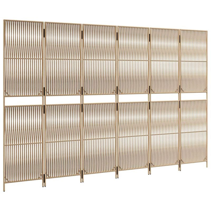 Casa si Gradina - Decoratiuni - Pereti despartitori si paravane - Separator de camera cu 6 panouri, bej, poliratan, model țesătură cu linii, mărime 294x180 cm - Infinity.ro