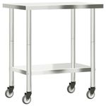 Casa si Gradina - Mobilier - Comode si corpuri - Corpuri bucatarie - Masa de lucru bucatarie cu roti, 82,5x55x85 cm, otel inoxidabil - Infinity.ro