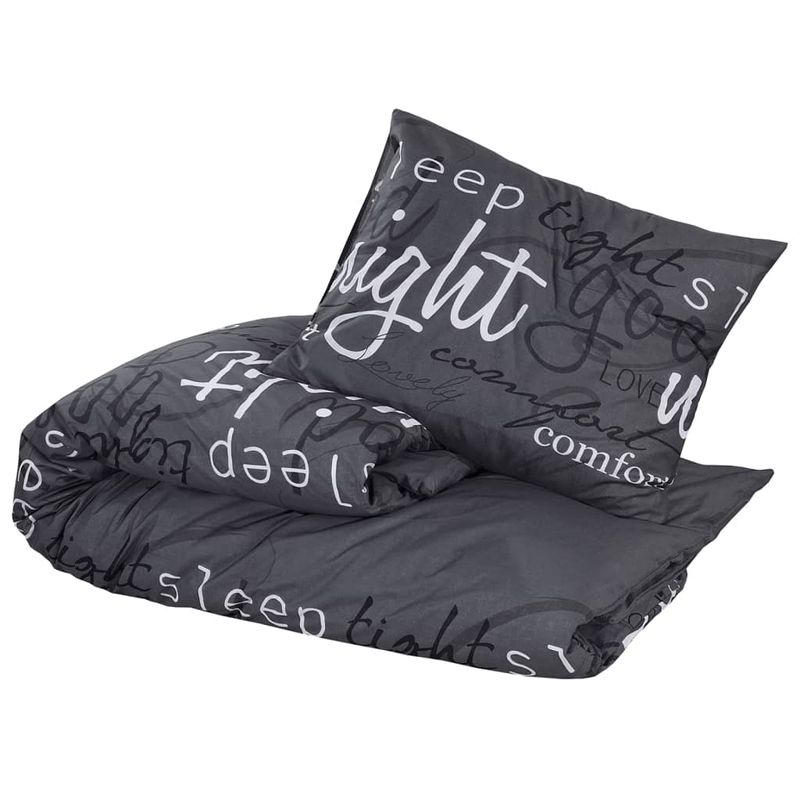 Casa si Gradina - Textile si covoare - Lenjerii de pat - Seturi de lenjerie - Set cu husa de pilota, negru, 200x200 cm, bumbac - Infinity.ro