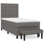 Casa si Gradina - Mobilier - Paturi si accesorii - Paturi - Pat box spring cu saltea, gri, 80x200 cm, piele ecologica - Infinity.ro