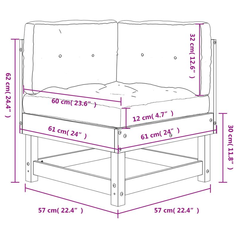 Casa si Gradina - Gradina si terasa - Mobilier exterior - Canapele si fotolii gradina - Canapea coltar cu perne, lemn masiv de pin - Infinity.ro