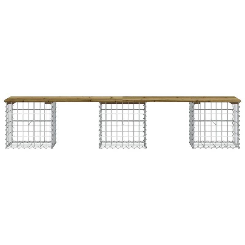 Casa si Gradina - Gradina si terasa - Mobilier exterior - Bancute de gradina - Banca gradina, design gabion, 203x44x42 cm, lemn pin impregnat - Infinity.ro