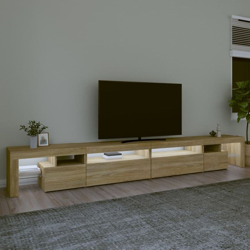 Casa si Gradina - Mobilier - Comode si corpuri - Comode - Comoda TV cu lumini LED, stejar sonoma, 290x36,5x40 cm - Infinity.ro