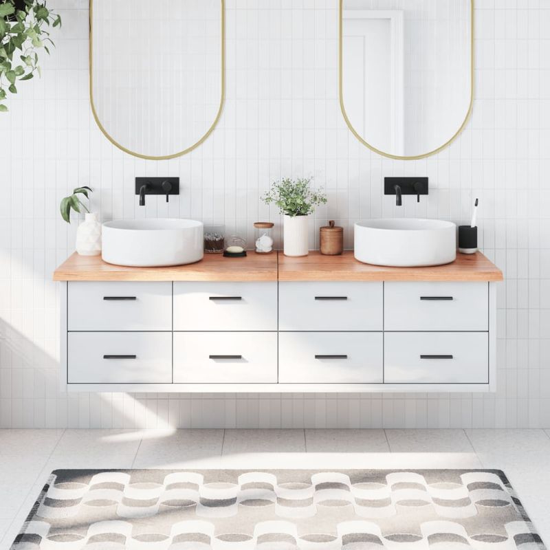 Casa si Gradina - Mobilier - Mobilier baie - Blaturi baie - Blat de baie, maro deschis, 180x50x(2-4) cm, lemn masiv tratat - Infinity.ro