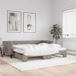 Casa si Gradina - Mobilier - Paturi si accesorii - Paturi - Pat de zi cu extensie si saltele, gri taupe, 100x200 cm, textil - Infinity.ro
