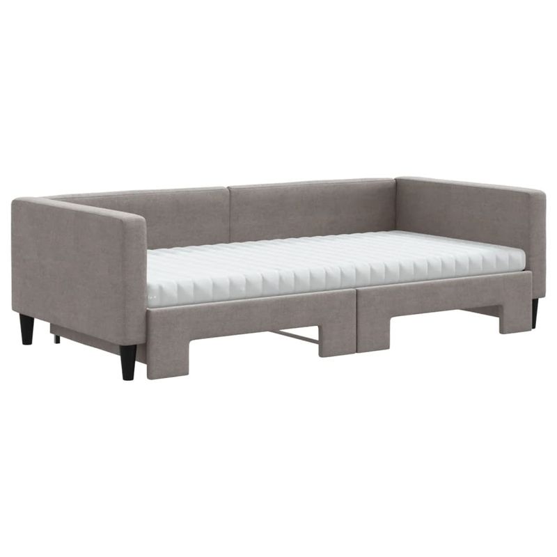Casa si Gradina - Mobilier - Paturi si accesorii - Paturi - Pat de zi cu extensie si saltele, gri taupe, 100x200 cm, textil - Infinity.ro