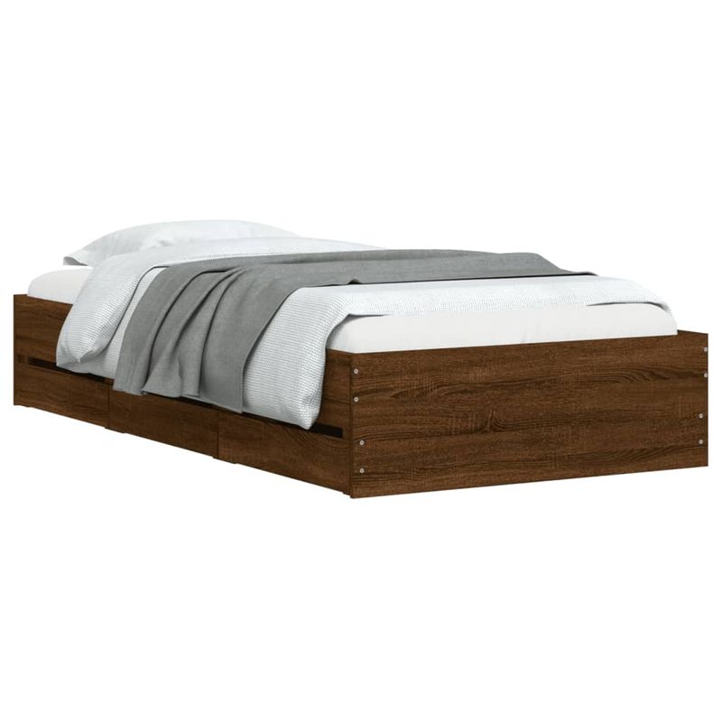 Casa si Gradina - Mobilier - Paturi si accesorii - Paturi - Cadru de pat cu sertare, stejar maro, 90x190 cm lemn prelucrat - Infinity.ro
