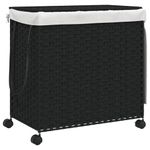 Market - Spalare si intretinere rufe - Uscatoare de rufe si accesorii - Cos de rufe cu roti, negru, 60x35x60,5 cm, ratan - Infinity.ro