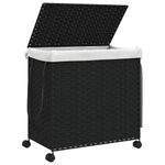 Market - Spalare si intretinere rufe - Uscatoare de rufe si accesorii - Cos de rufe cu roti, negru, 60x35x60,5 cm, ratan - Infinity.ro
