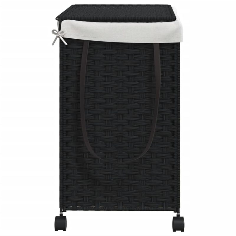 Market - Spalare si intretinere rufe - Uscatoare de rufe si accesorii - Cos de rufe cu roti, negru, 60x35x60,5 cm, ratan - Infinity.ro