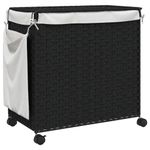 Market - Spalare si intretinere rufe - Uscatoare de rufe si accesorii - Cos de rufe cu roti, negru, 60x35x60,5 cm, ratan - Infinity.ro