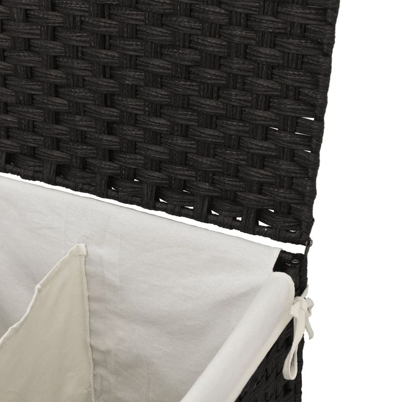 Market - Spalare si intretinere rufe - Uscatoare de rufe si accesorii - Cos de rufe cu 2 sectiuni, negru, 53x35x57 cm, poliratan - Infinity.ro