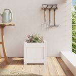 Casa si Gradina - Gradinarit si plante - Plante si ghivece - Ghivece si suporturi - Jardiniera de gradina, 31x31x31 cm, alb lemn masiv de pin - Infinity.ro