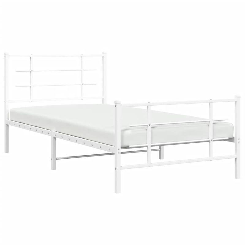Casa si Gradina - Mobilier - Paturi si accesorii - Paturi - Cadru de pat metalic cu tablie de cap/picioare, alb, 107x203 cm - Infinity.ro