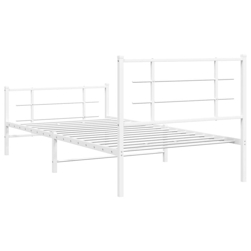 Casa si Gradina - Mobilier - Paturi si accesorii - Paturi - Cadru de pat metalic cu tablie de cap/picioare, alb, 107x203 cm - Infinity.ro