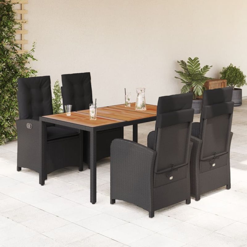 Casa si Gradina - Gradina si terasa - Mobilier exterior - Seturi mobila gradina - Set mobilier de gradina cu perne, 5 piese, negru, poliratan - Infinity.ro