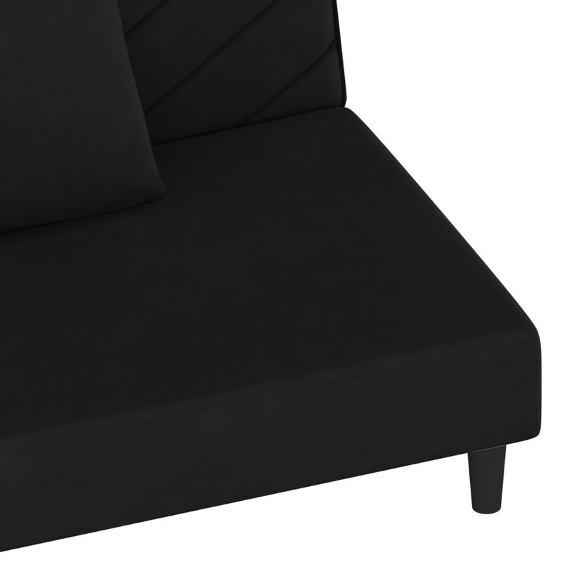 Casa si Gradina - Mobilier - Canapele si coltare - Canapele - Canapea extensibila cu 2 locuri, 2 perne, negru, catifea - Infinity.ro