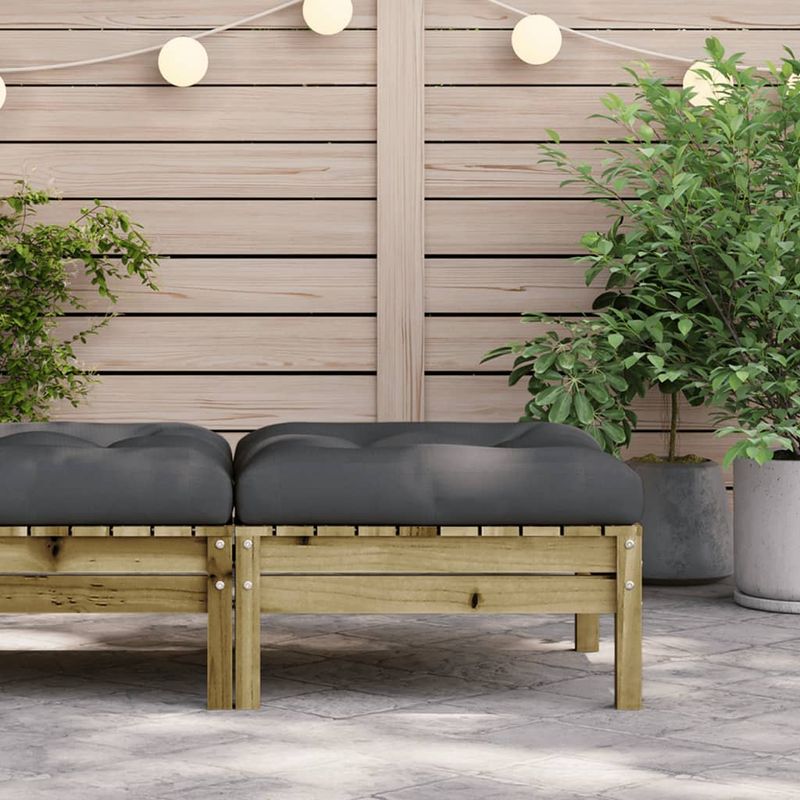 Casa si Gradina - Gradina si terasa - Mobilier exterior - Canapele si fotolii gradina - Taburet de gradina cu perna, lemn de pin tratat - Infinity.ro
