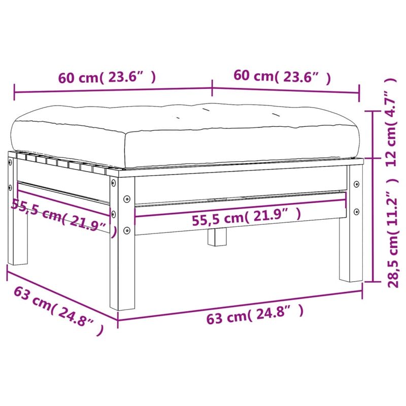Casa si Gradina - Gradina si terasa - Mobilier exterior - Canapele si fotolii gradina - Taburet de gradina cu perna, lemn de pin tratat - Infinity.ro