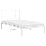 Casa si Gradina - Mobilier - Paturi si accesorii - Paturi - Cadru de pat din metal cu tablie, alb, 100x200 cm - Infinity.ro