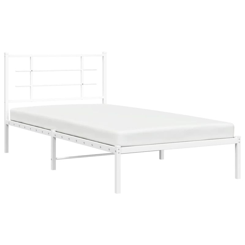 Casa si Gradina - Mobilier - Paturi si accesorii - Paturi - Cadru de pat din metal cu tablie, alb, 100x200 cm - Infinity.ro