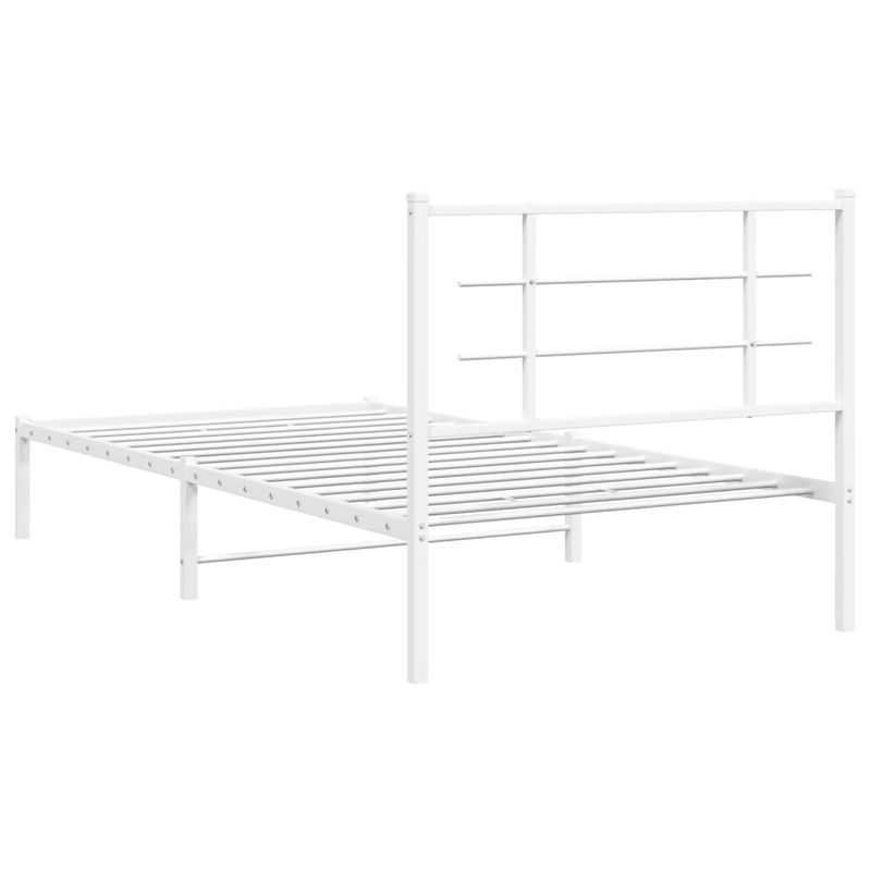 Casa si Gradina - Mobilier - Paturi si accesorii - Paturi - Cadru de pat din metal cu tablie, alb, 100x200 cm - Infinity.ro