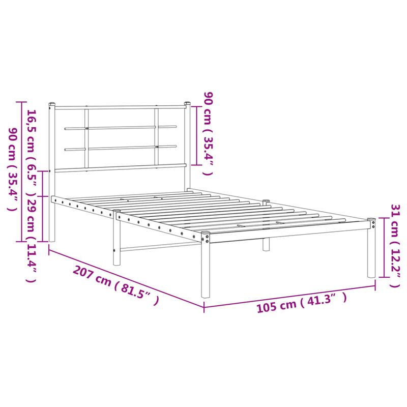 Casa si Gradina - Mobilier - Paturi si accesorii - Paturi - Cadru de pat din metal cu tablie, alb, 100x200 cm - Infinity.ro