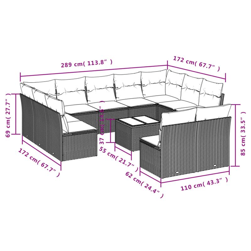 Casa si Gradina - Gradina si terasa - Mobilier exterior - Seturi mobila gradina - Set canapele de gradina cu perne, 12 piese, bej, poliratan - Infinity.ro