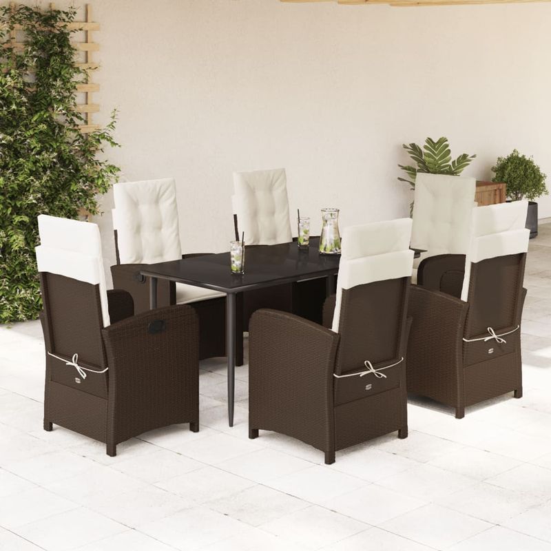 Casa si Gradina - Gradina si terasa - Mobilier exterior - Seturi mobila gradina - Set mobilier de gradina cu perne, 7 piese, maro, poliratan - Infinity.ro