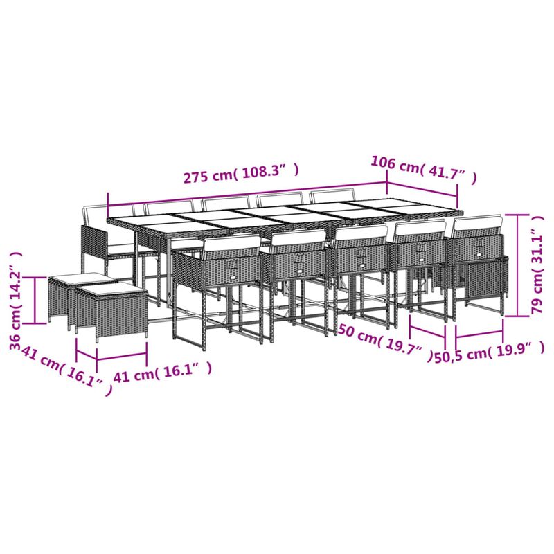 Casa si Gradina - Gradina si terasa - Mobilier exterior - Seturi mobila gradina - Set mobilier gradina cu perne, 15 piese, bej combinat poliratan - Infinity.ro