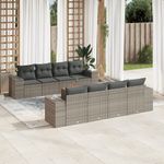 Casa si Gradina - Gradina si terasa - Mobilier exterior - Seturi mobila gradina - Set canapele de gradina, 9 piese, cu perne, gri, poliratan - Infinity.ro