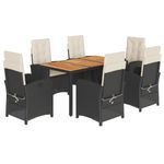 Casa si Gradina - Gradina si terasa - Mobilier exterior - Seturi mobila gradina - Set mobilier de gradina cu perne, 7 piese, negru, poliratan - Infinity.ro