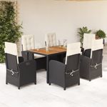 Casa si Gradina - Gradina si terasa - Mobilier exterior - Seturi mobila gradina - Set mobilier de gradina cu perne, 7 piese, negru, poliratan - Infinity.ro