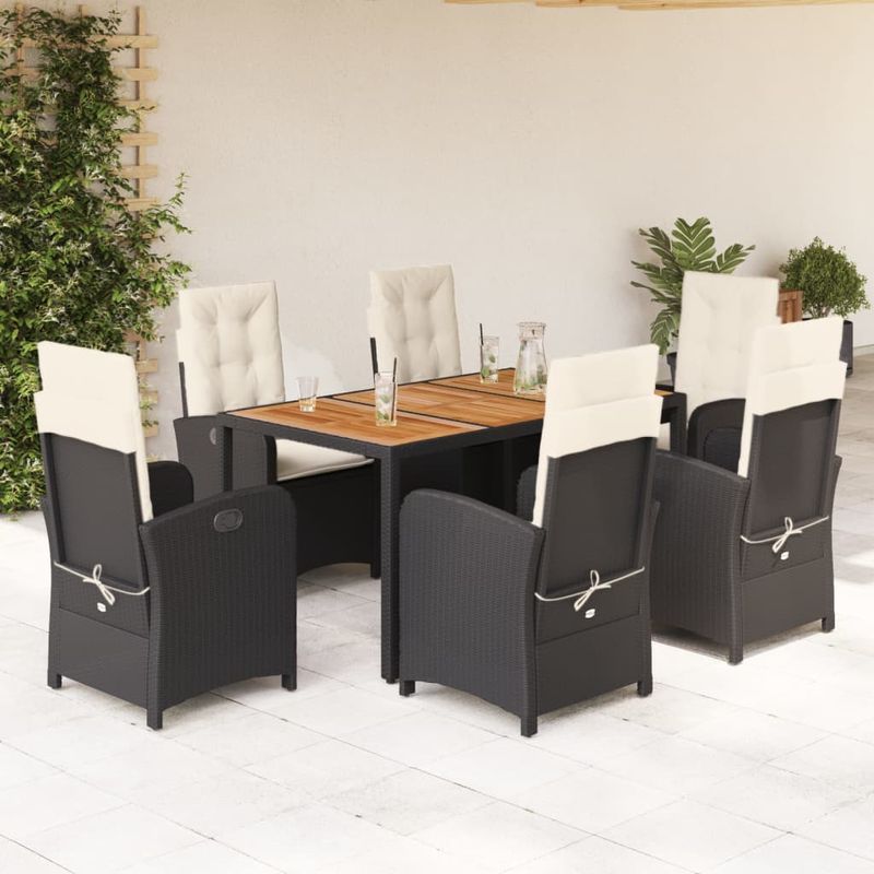 Casa si Gradina - Gradina si terasa - Mobilier exterior - Seturi mobila gradina - Set mobilier de gradina cu perne, 7 piese, negru, poliratan - Infinity.ro