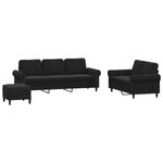 Casa si Gradina - Mobilier - Seturi de mobilier - Seturi living - Set de canapele cu perne, 3 piese, negru, catifea - Infinity.ro