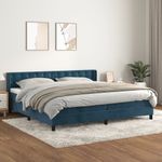 Casa si Gradina - Mobilier - Paturi si accesorii - Paturi - Pat box spring cu saltea, albastru inchis, 200x200 cm, catifea - Infinity.ro