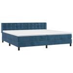Casa si Gradina - Mobilier - Paturi si accesorii - Paturi - Pat box spring cu saltea, albastru inchis, 200x200 cm, catifea - Infinity.ro
