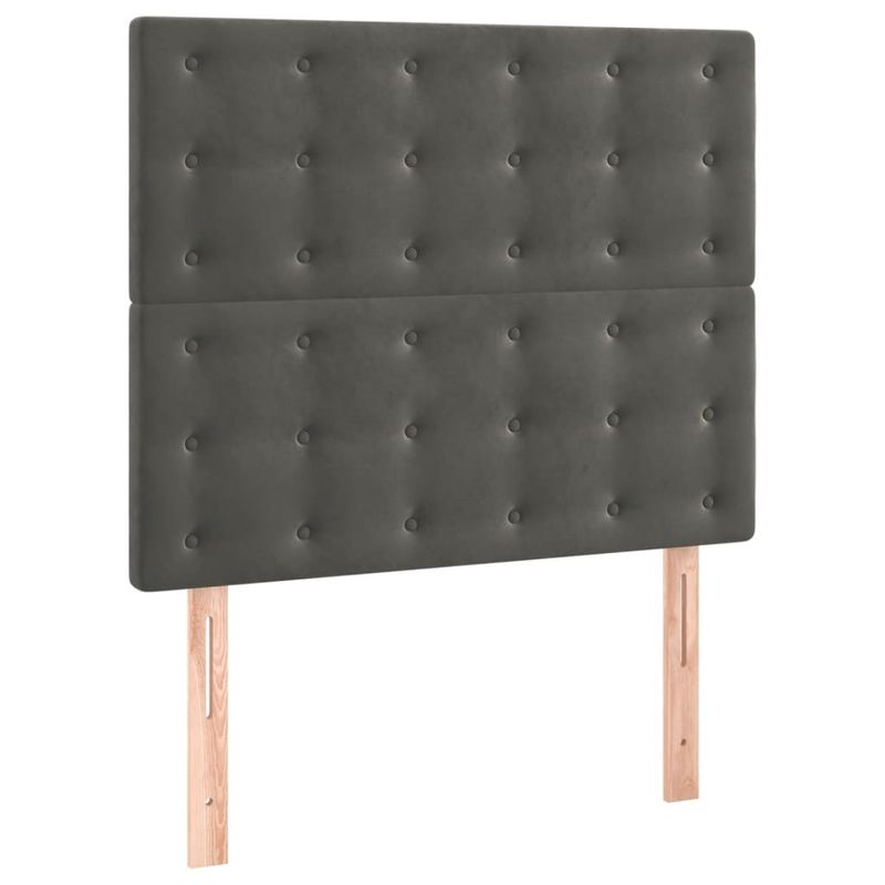 Casa si Gradina - Mobilier - Paturi si accesorii - Paturi - Pat cu arcuri, saltea si LED, gri inchis, 100x200 cm, catifea - Infinity.ro