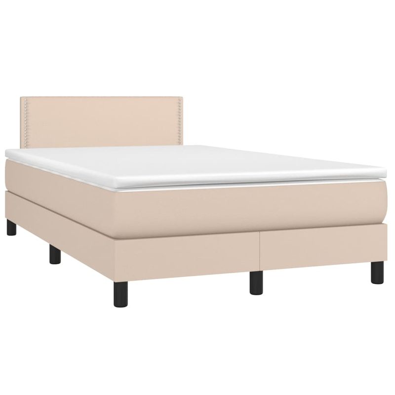 Casa si Gradina - Mobilier - Paturi si accesorii - Paturi - Pat cu arcuri, cu saltea si LED, cappuccino 120x200cm piele eco - Infinity.ro
