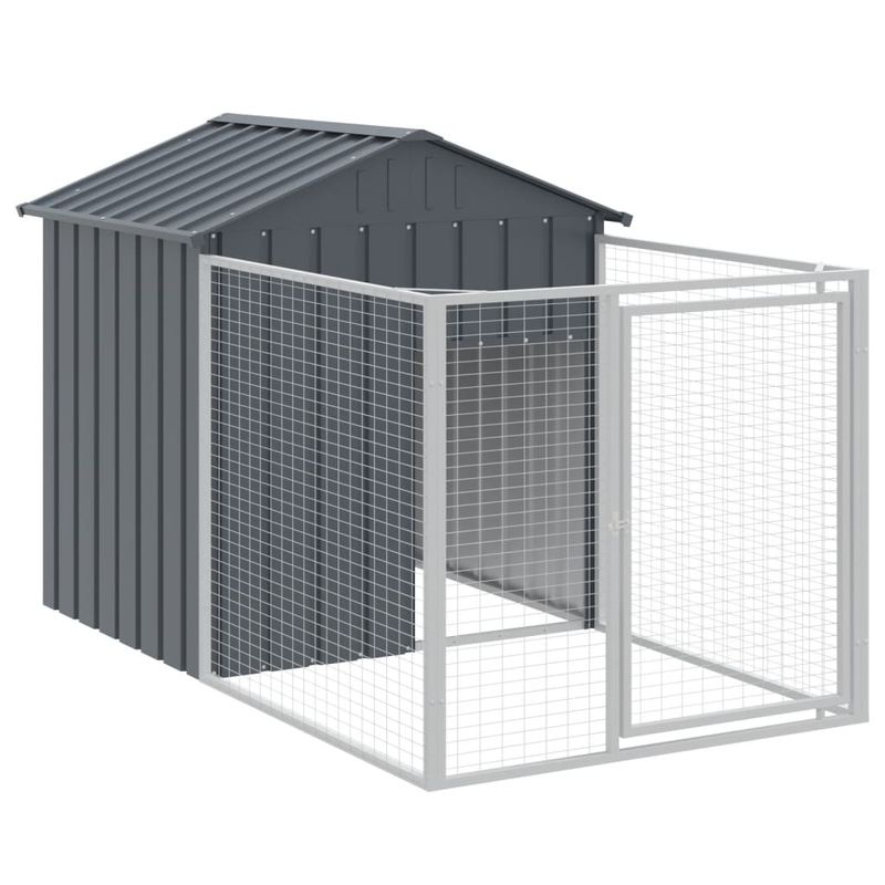 Petshop - Accesorii petshop - Culcusuri si custi - Custi interior si exterior - Cusca caine cu acoperis antracit 117x1221x123cm otel galvanizat - Infinity.ro