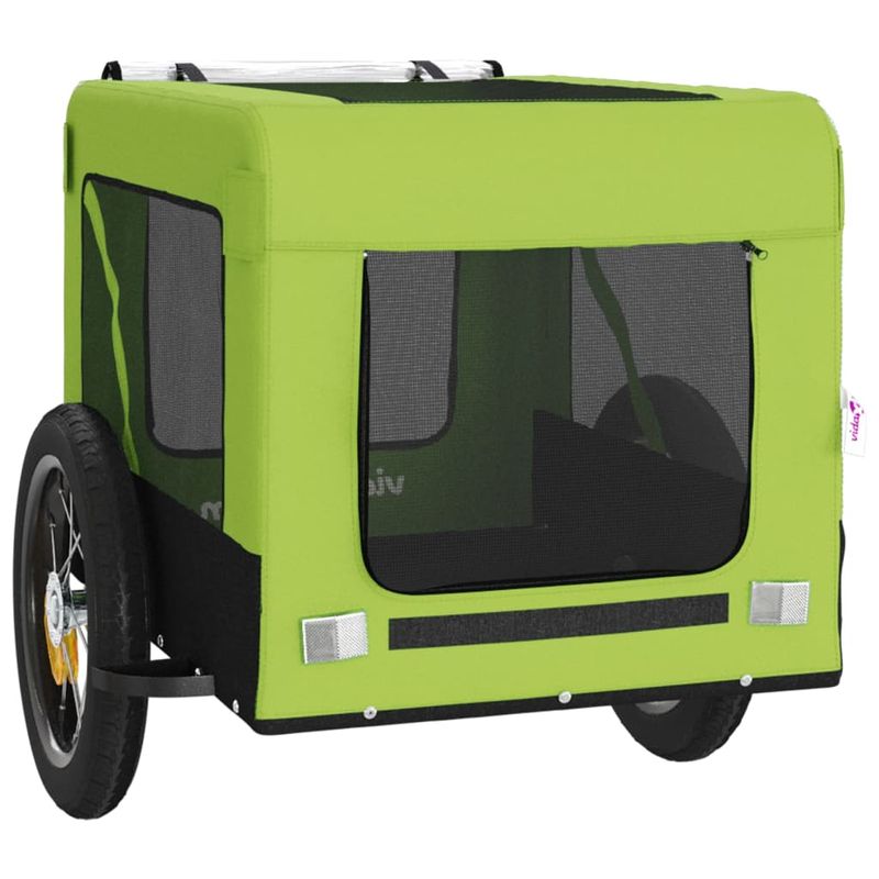 Petshop - Accesorii petshop - Culcusuri si custi - Genti si articole transport - Remorca bicicleta animale companie, verde/negru, oxford/fier - Infinity.ro