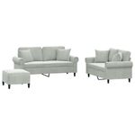 Casa si Gradina - Mobilier - Seturi de mobilier - Seturi living - Set de canapele, 3 piese, cu perne, gri deschis, catifea - Infinity.ro