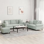 Casa si Gradina - Mobilier - Seturi de mobilier - Seturi living - Set de canapele, 3 piese, cu perne, gri deschis, catifea - Infinity.ro