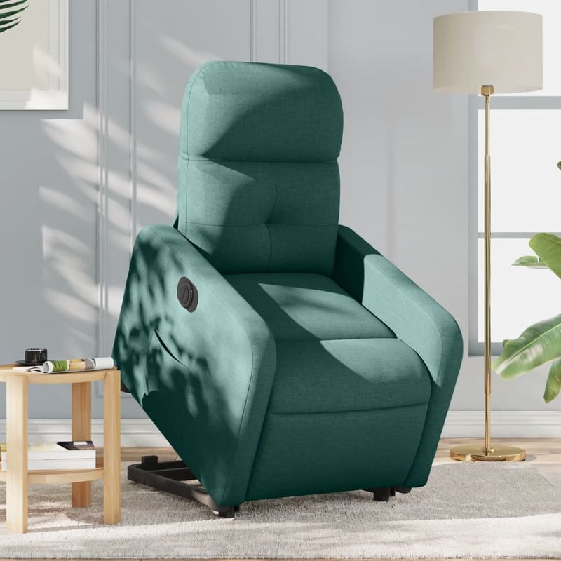 Casa si Gradina - Mobilier - Scaune si fotolii - Fotolii - Fotoliu electric rabatabil cu ridicare, verde inchis, textil - Infinity.ro