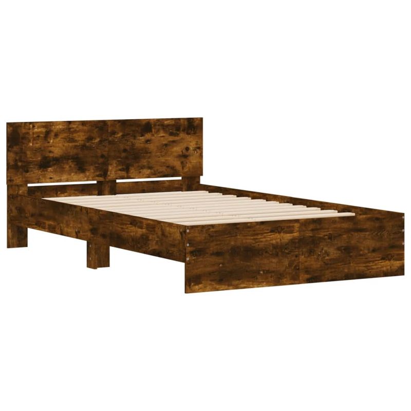 Casa si Gradina - Mobilier - Paturi si accesorii - Paturi - Cadru de pat cu tablie, stejar fumuriu, 120x200 cm - Infinity.ro